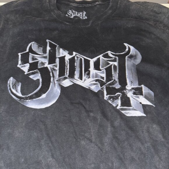 Ghost Metal Logo & Grucifix' (Black) T-Shirt - Eye Drop Select NEW - Picture 6 of 7